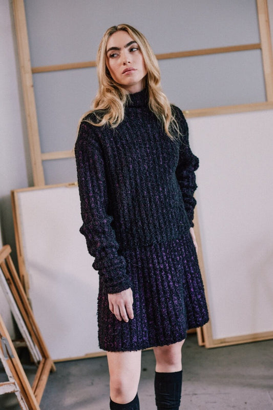 Maglione a collo alto con dettaglio mélange