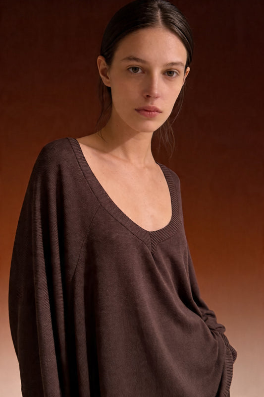 Maglia kimono scollo V moro in viscosa