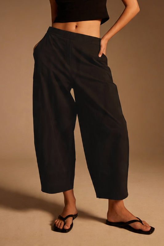 Pantalone balloon in bengalina con vita elasticizzata