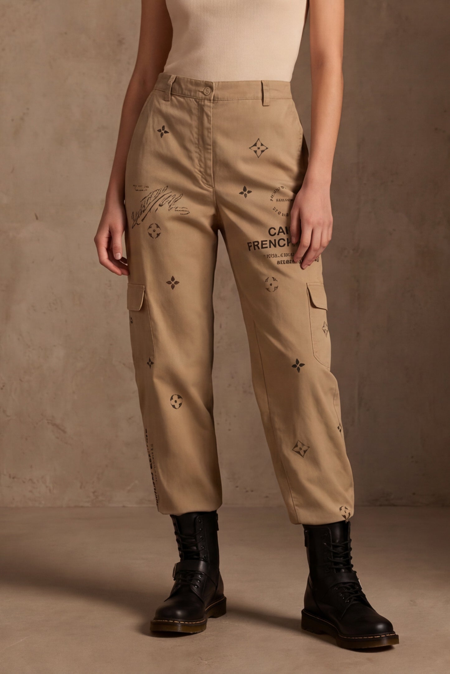 Pantalone Cargo con Stampe Grafiche