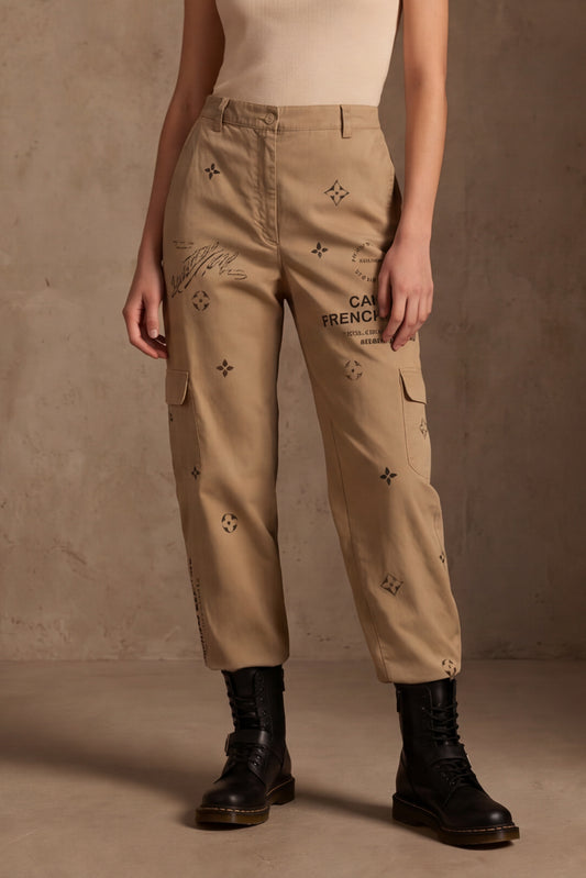Pantalone Cargo con Stampe Grafiche