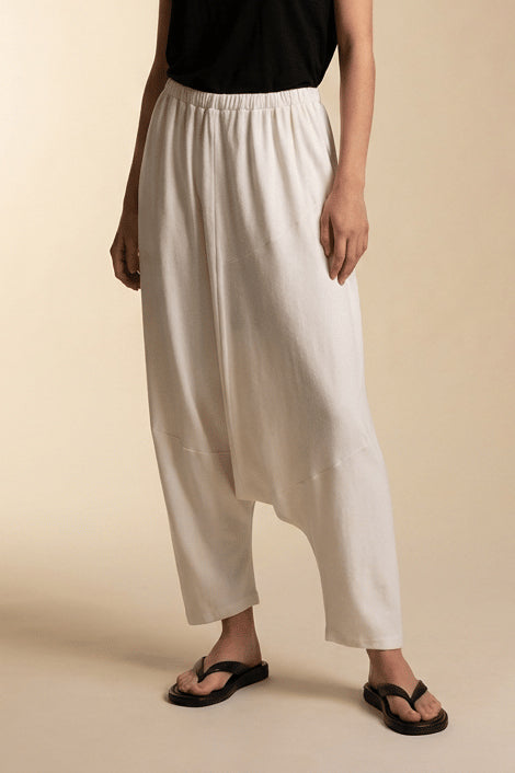 Pantalone Harem in Maglia con Inserti Geometrici