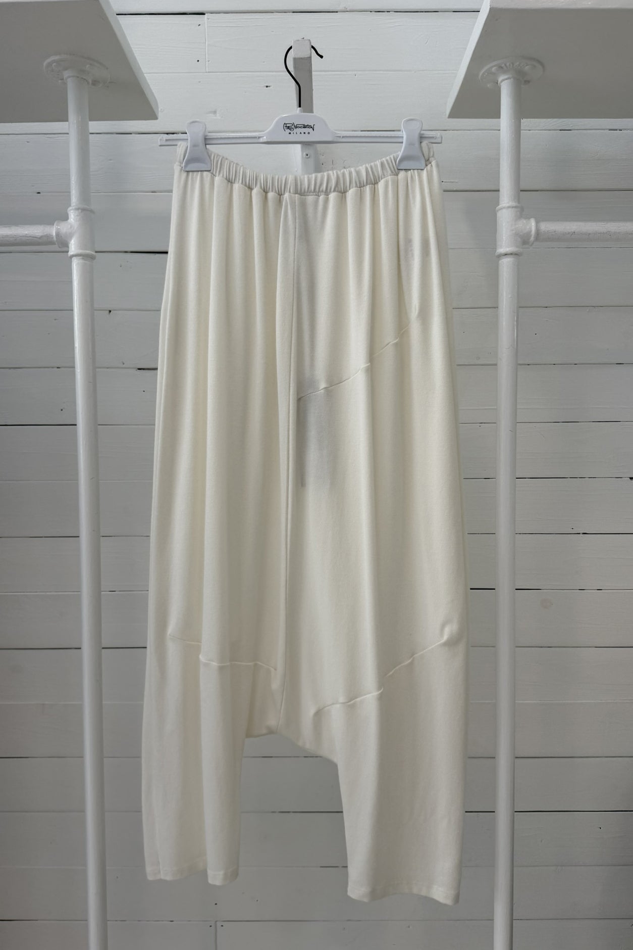 Pantalone Harem in Maglia con Inserti Geometrici