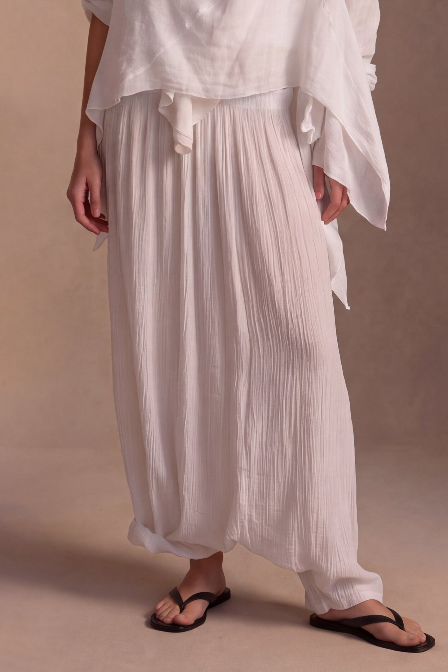 Pantalone Harem in Viscosa Effetto Crêpe