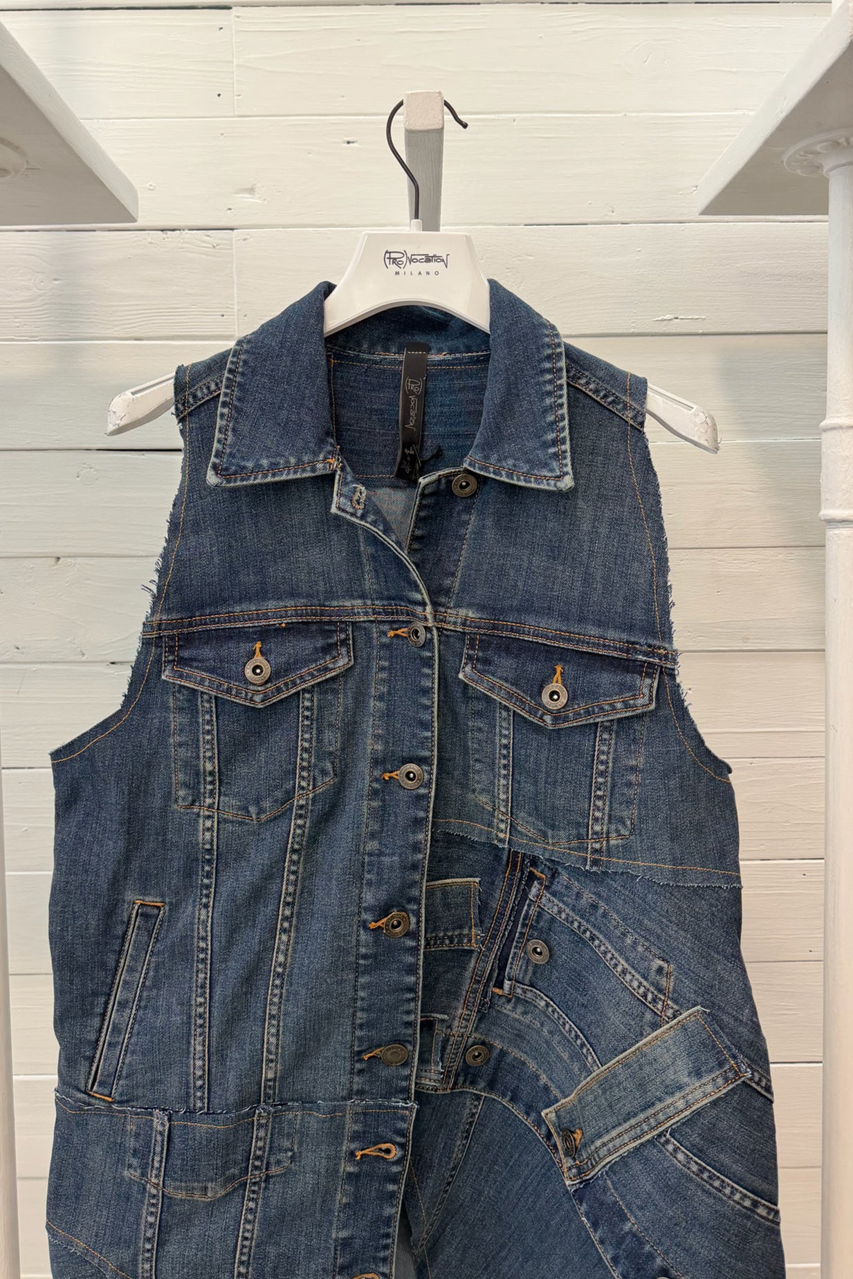 Gilet Denim Asimmetrico Patchwork