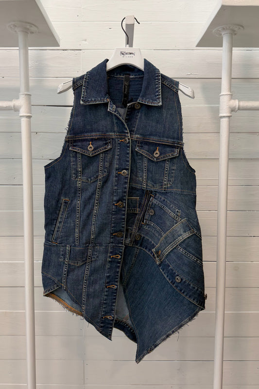 Gilet Denim Asimmetrico Patchwork