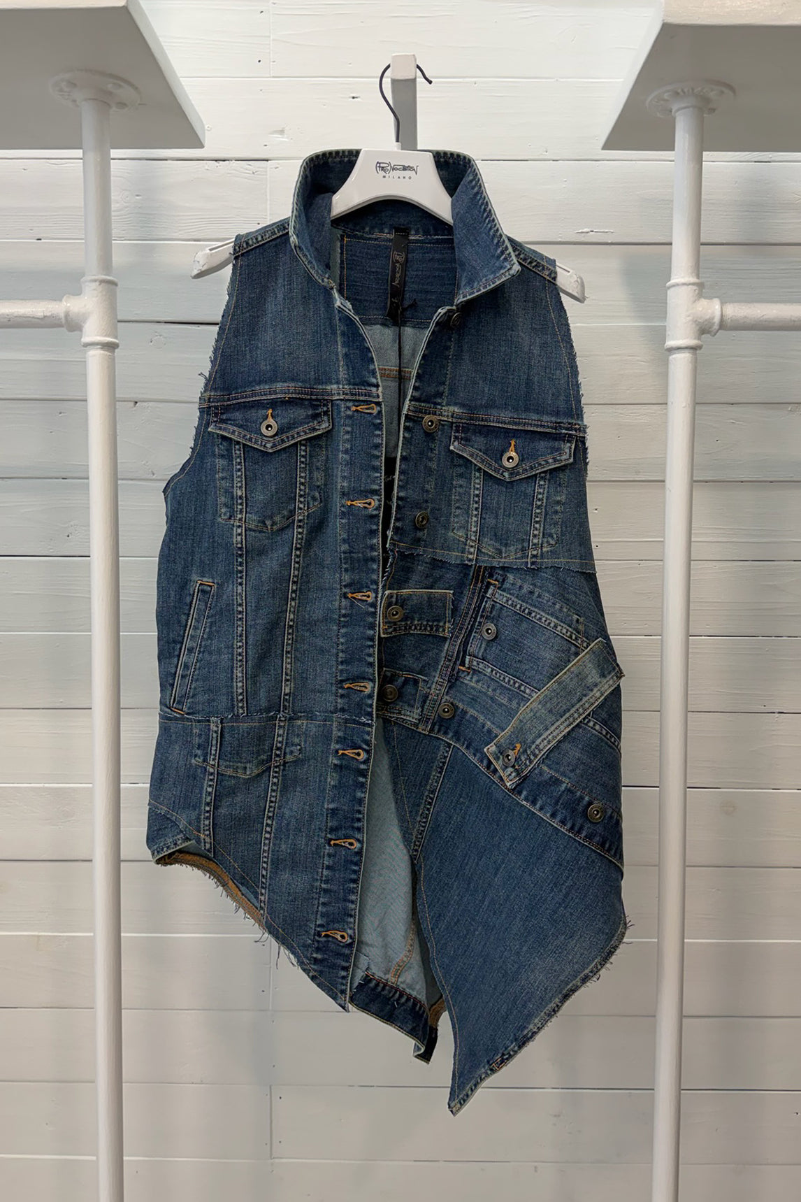 Gilet Denim Asimmetrico Patchwork