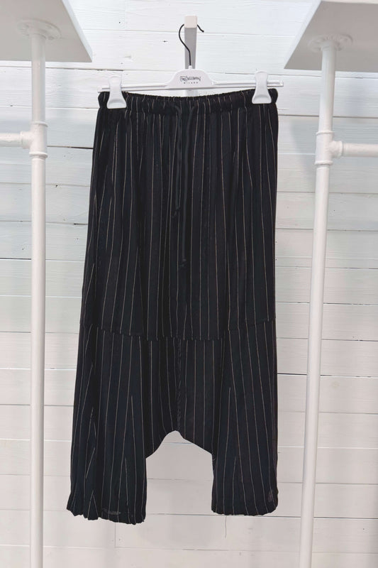 Pantalone cavallo basso gessato