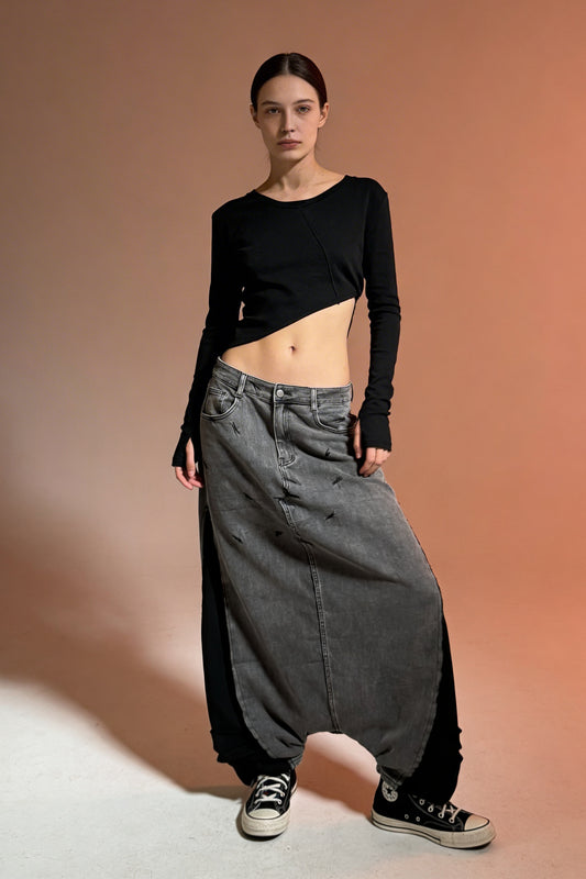 Pantalone denim cavallo basso