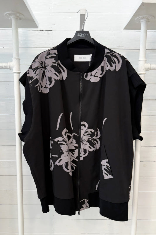 Bomber smanicato con motivo floreale