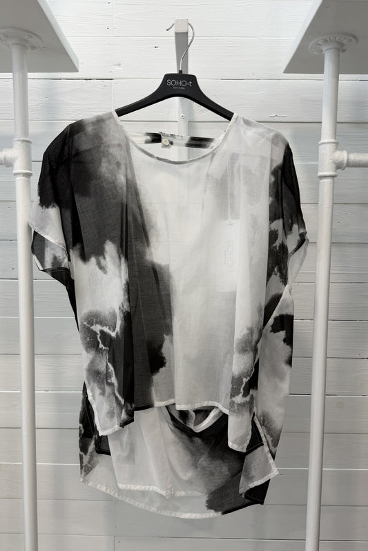 Blusa sfumata bicolor con scollo