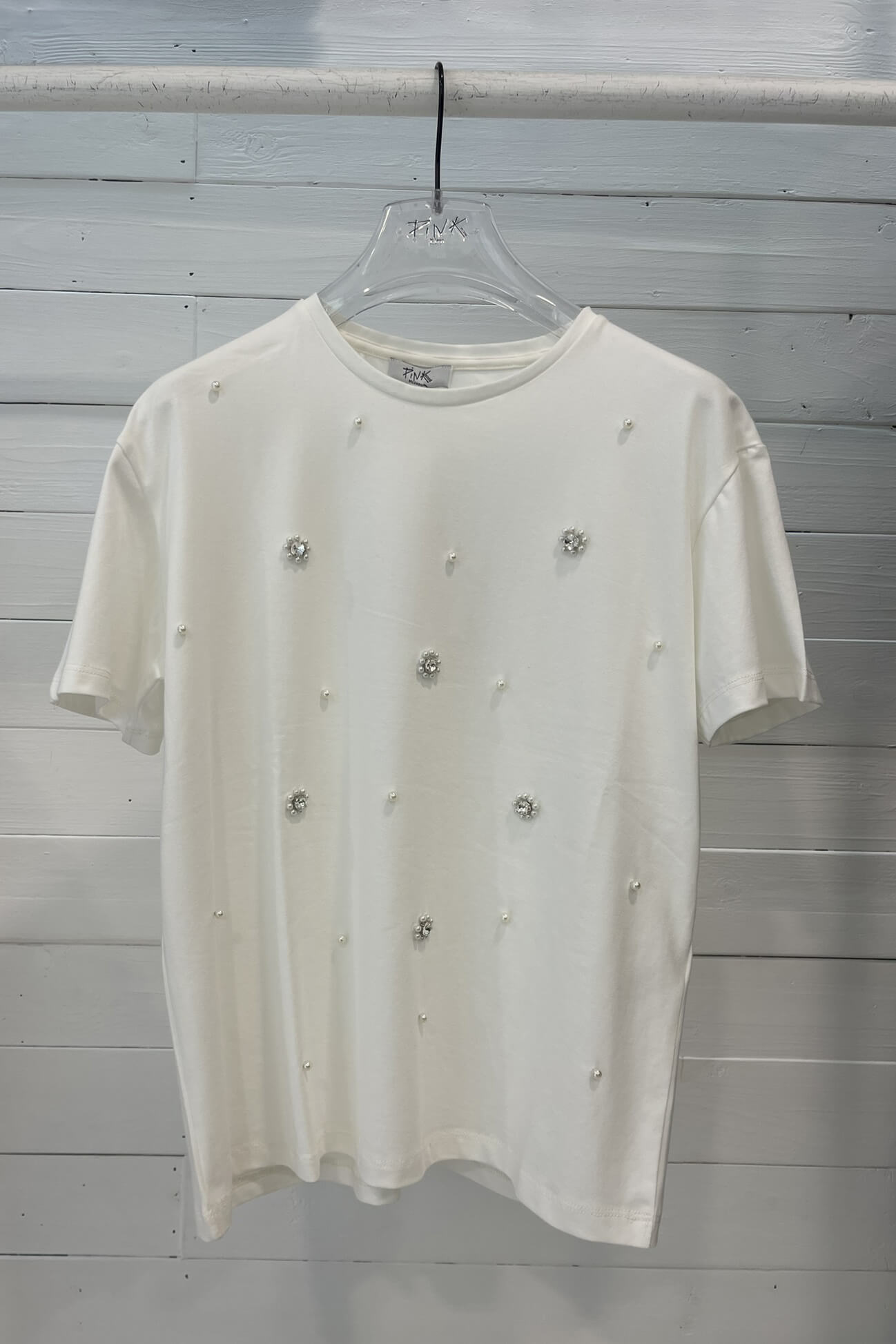 T-shirt con Applicazioni Gioiello