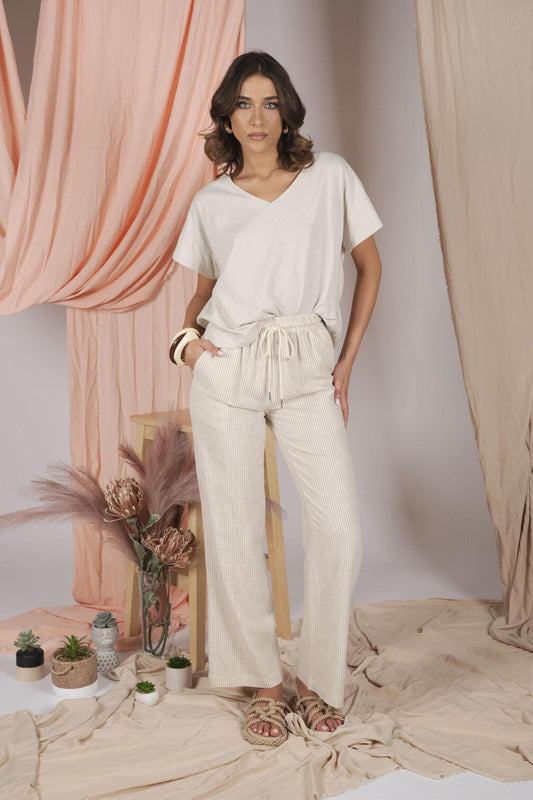 T-shirt bicolore con righe