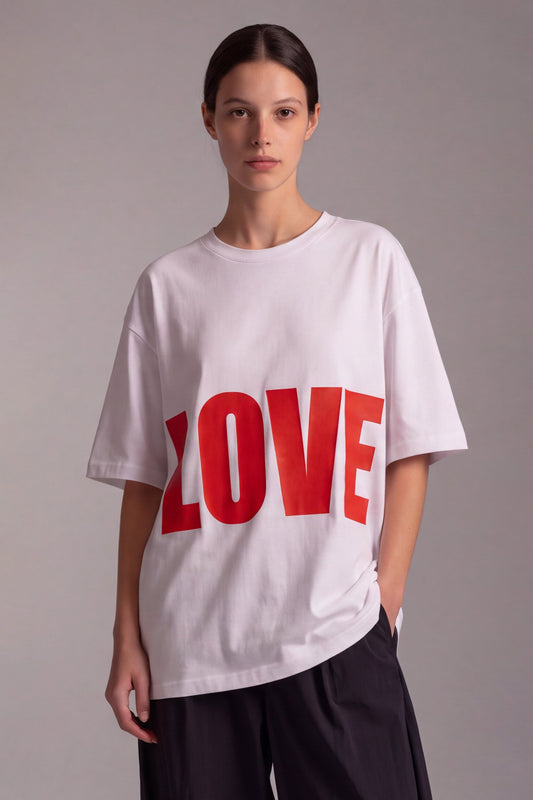 T-shirt Over Love in Cotone