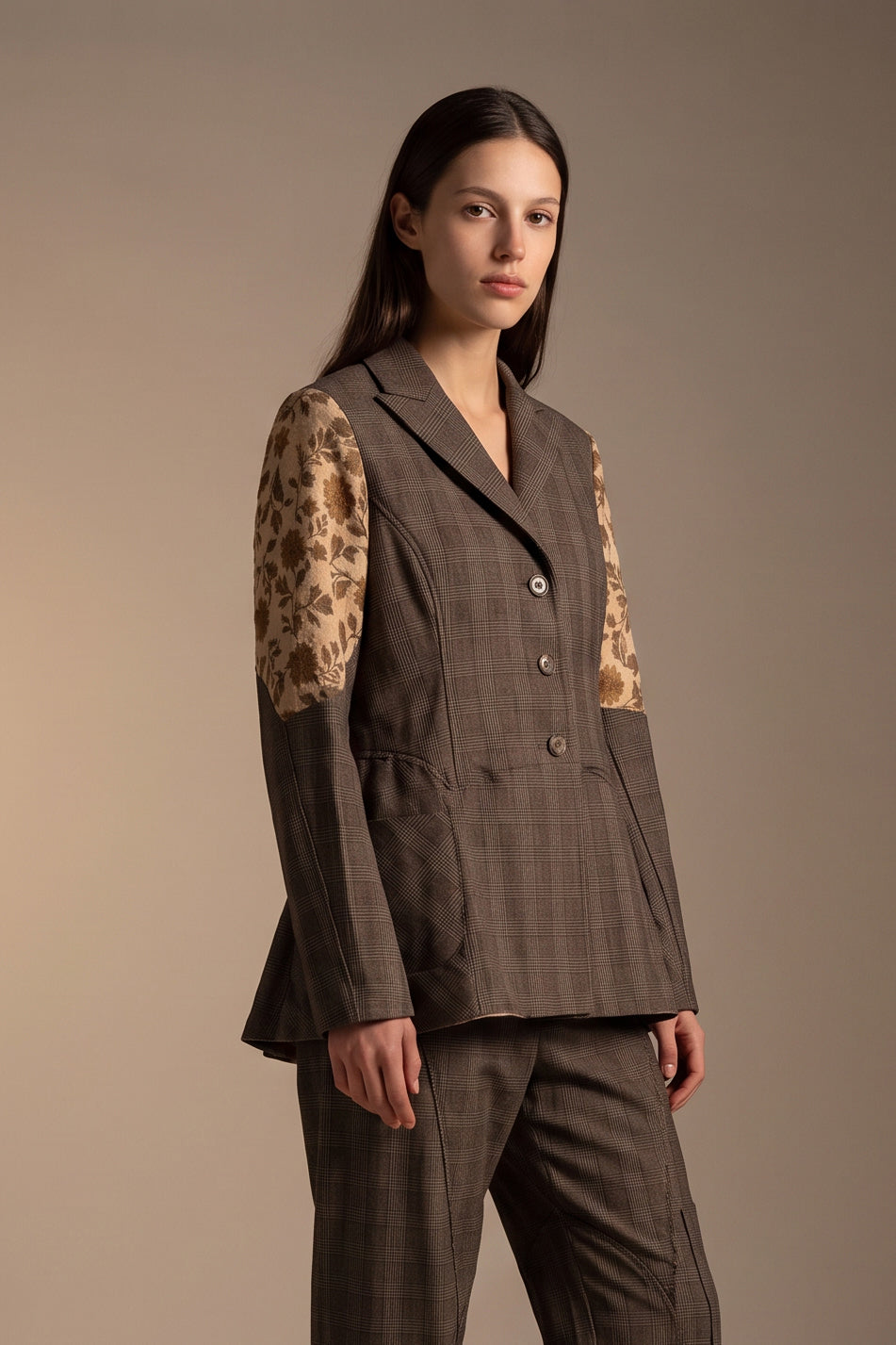Giacca Patchwork con Inserti Floreali