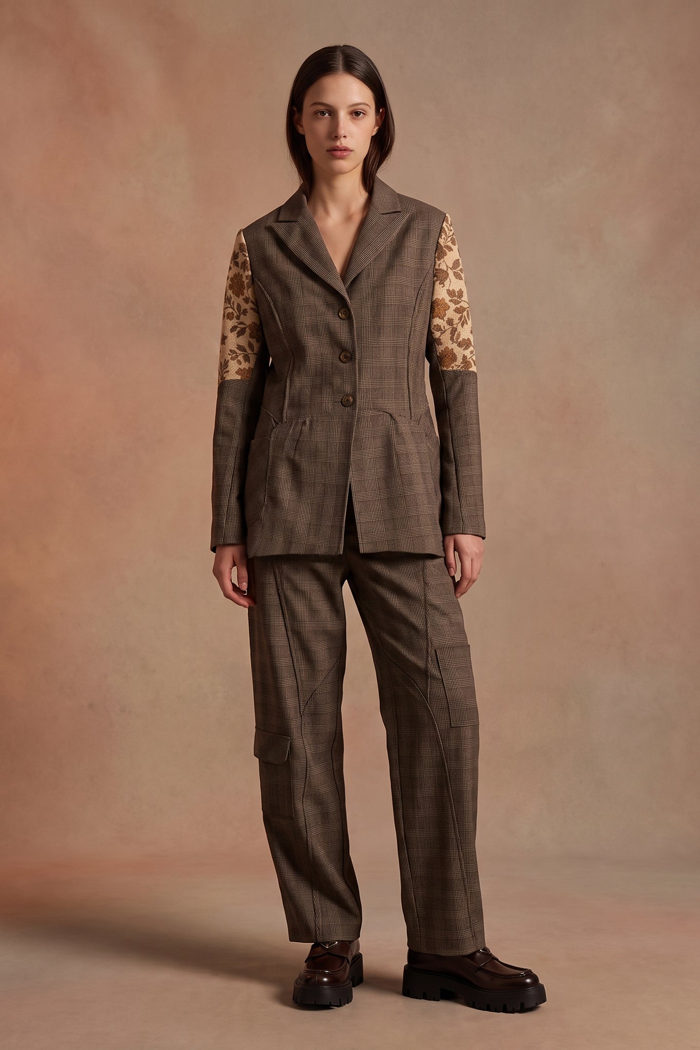 Giacca Patchwork con Inserti Floreali