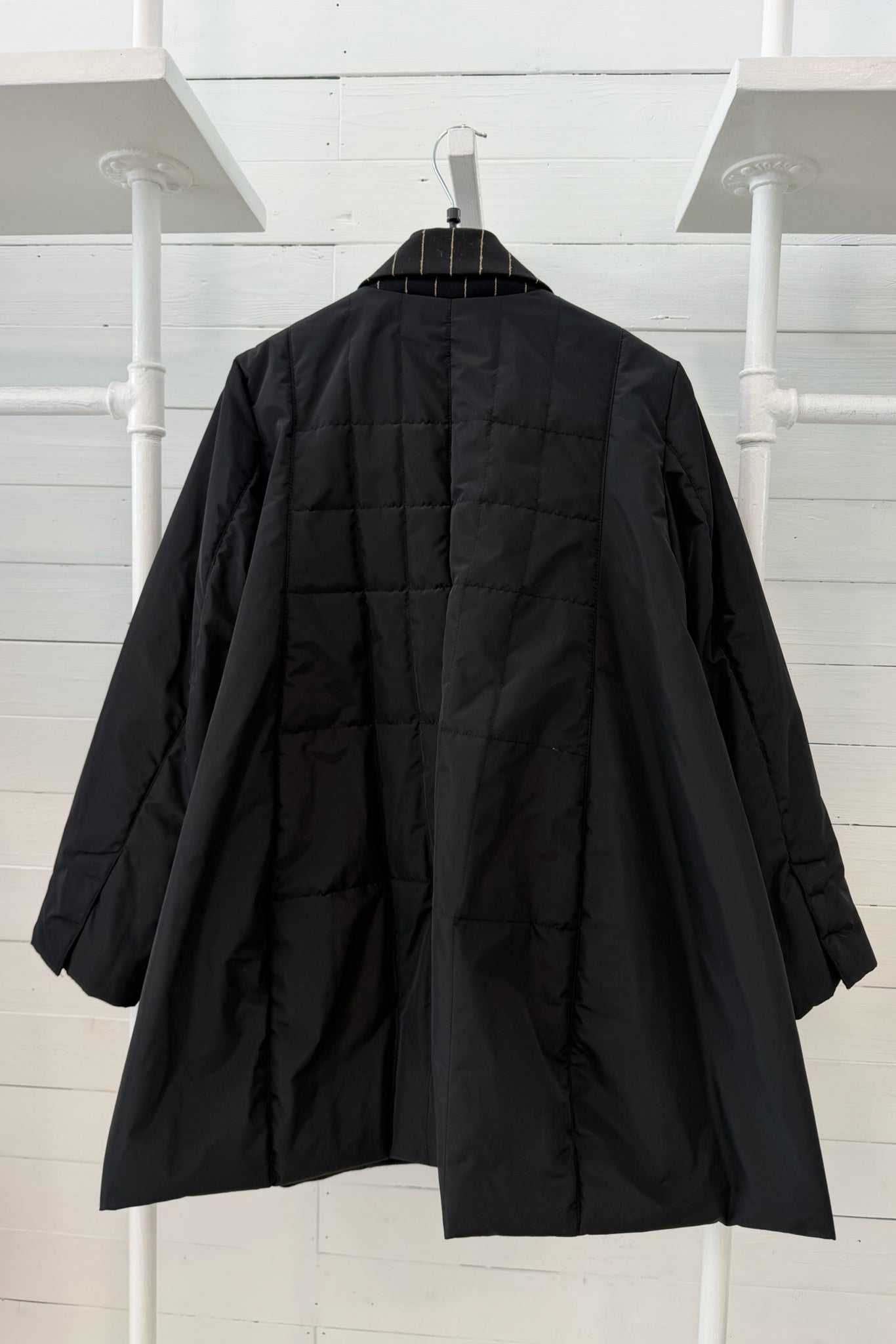Giacca Piumino Patchwork con Inserto Gessato
