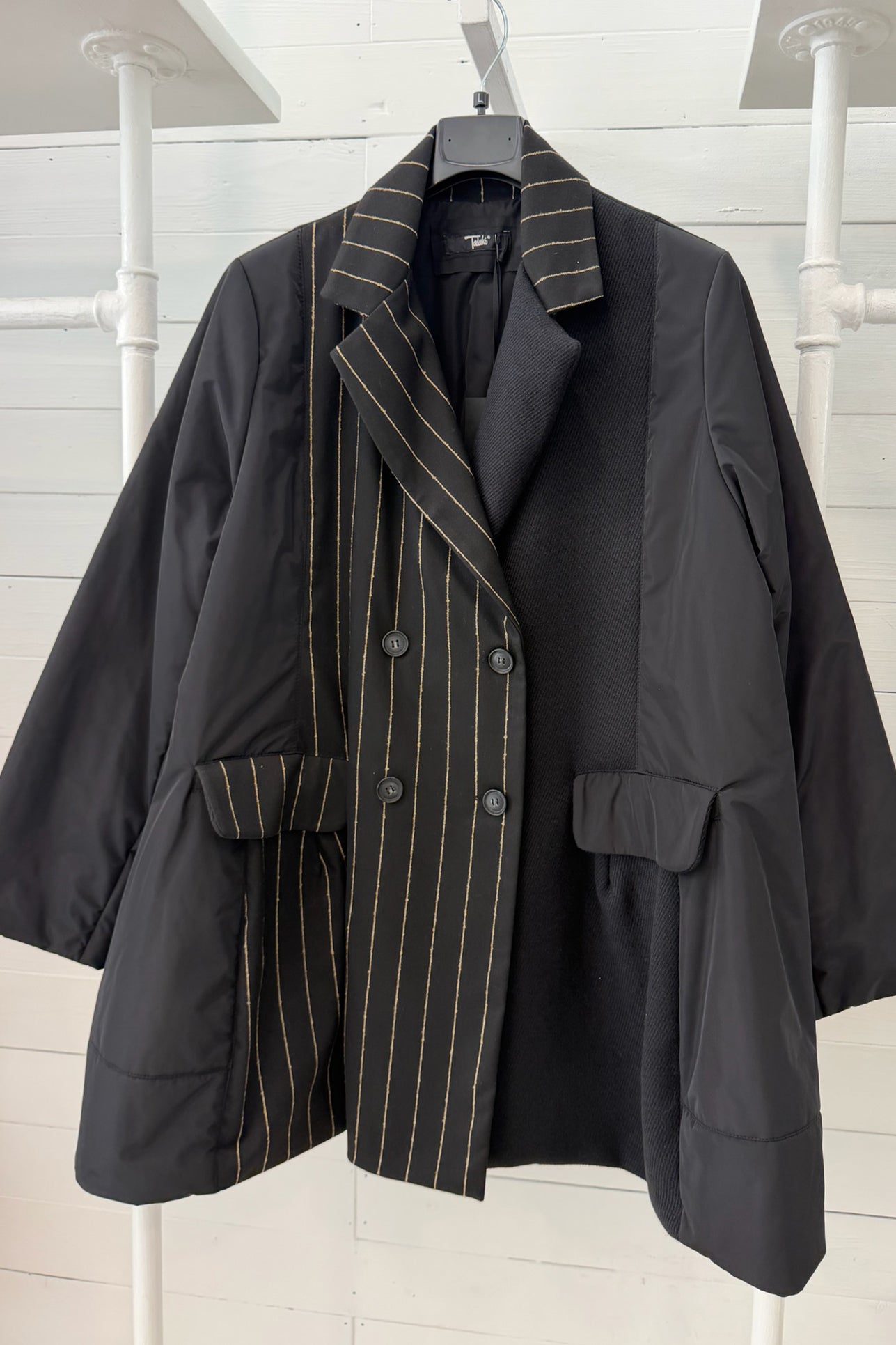 Giacca Piumino Patchwork con Inserto Gessato