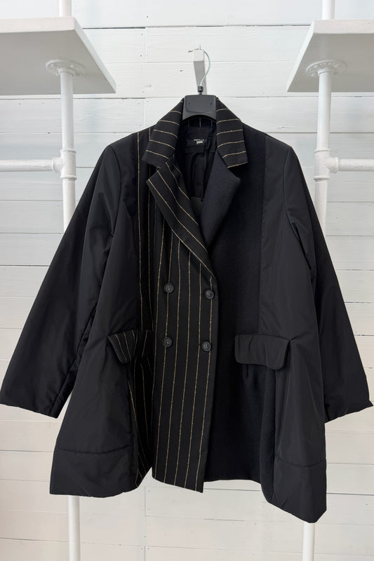 Giacca Piumino Patchwork con Inserto Gessato