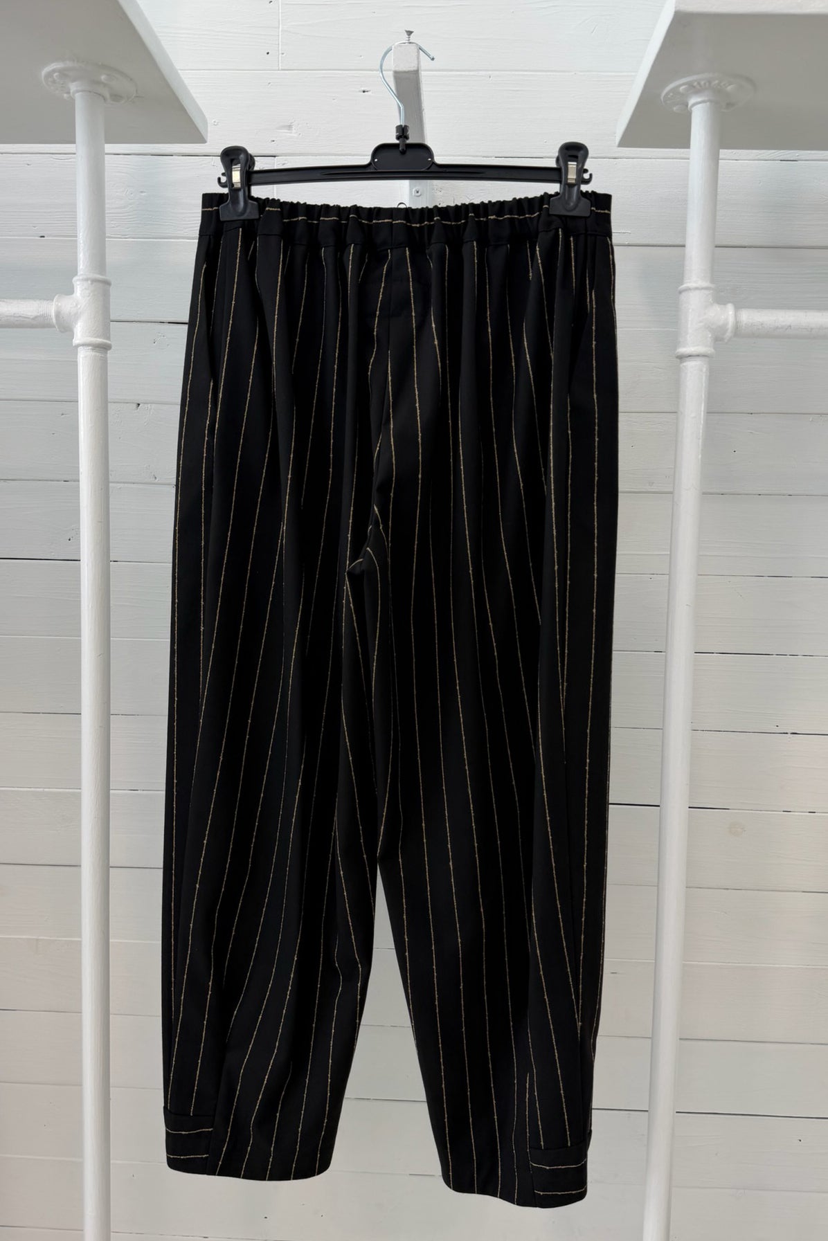 Pantalone Gessato con Vita Elasticizzata