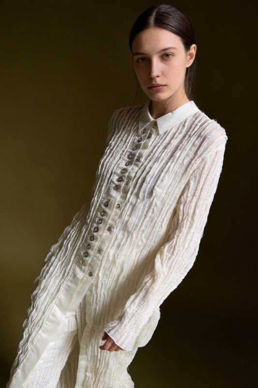 Camicia lunga con bottoni gioiello